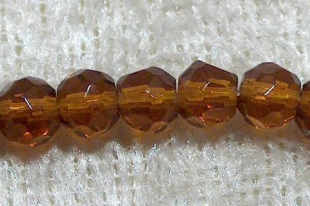 Facetterad rund kristallpärla, Mörkbrun, 4 mm