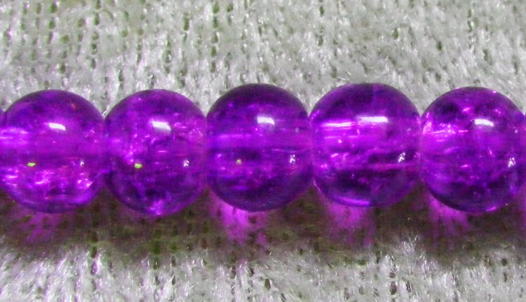 Krackelerad glaspärla, 10 mm, lila 2 - Klicka på bilden för att stänga