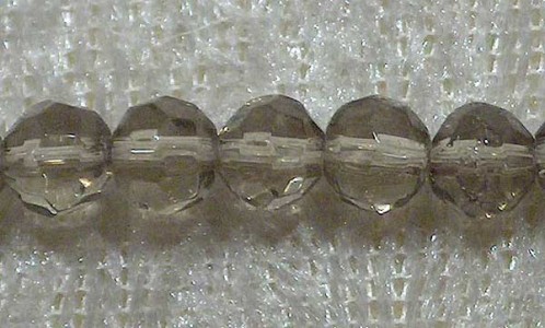 Facetterad rund kristallpärla, Smoke, 4 mm