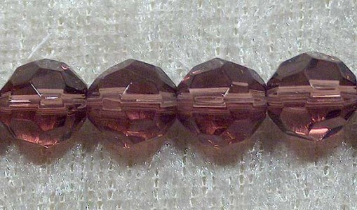 Facetterad rund kristallpärla, Ametist, 8 mm