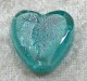 Silverfoil platt hjärta, Ljus turkos, 20 mm