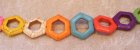 Turkoser, hexagon, färgmix, ca 22 mm