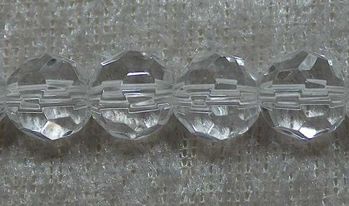 Facetterad rund kristallpärla, Transparent, 8 mm