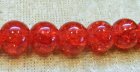 Krackelerad glaspärla, 8 mm, Röd