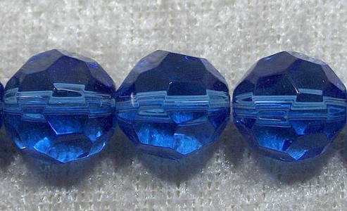 Facetterad rund kristallpärla, Blå, 12 mm