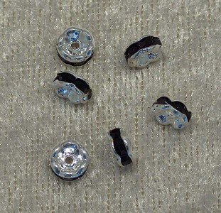 Strassmellandel, rondell, svart, 6 mm