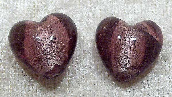 Silverfoil S hjärta, Plommon, 15x15 mm - Klicka på bilden för att stänga