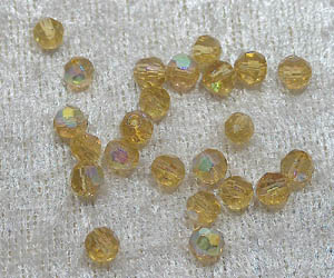 Facetterad rund kristallpärla, Honung AB, 4 mm