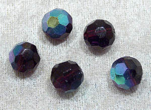 Facetterad rund kristallpärla, Plommon AB, 12 mm