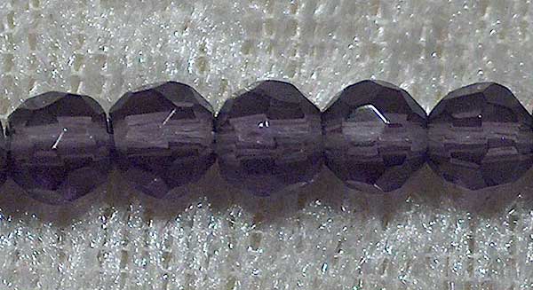 Facetterad rund kristallpärla, Mörklila, 4 mm - Klicka på bilden för att stänga