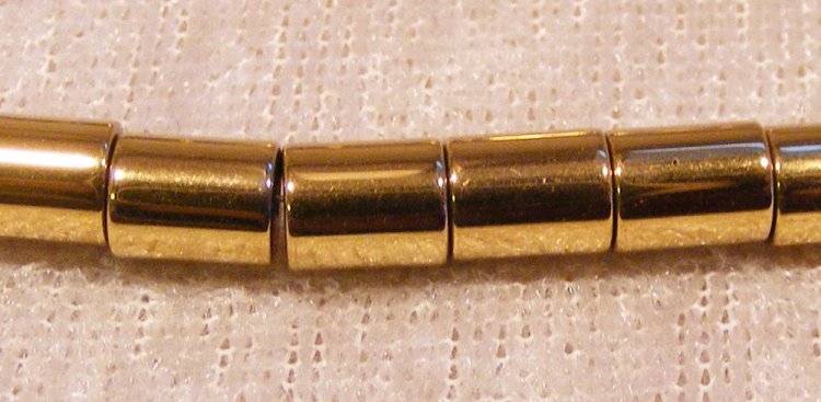 Hematit cylinder, elektropläterad guld - Klicka på bilden för att stänga