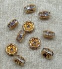 Strassmellandel, rondell, transparent/guldfärgad, 6 mm