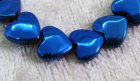 Hematithjärtan, elektropläterade blå, 8 mm