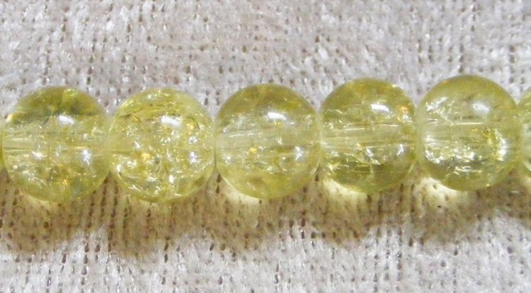 Krackelerad glaspärla, 8 mm, blekgul - Klicka på bilden för att stänga