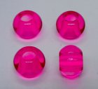 Slät glaspärla, rundad, fuchsia