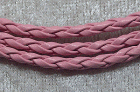 Flätad läderrem, rosa