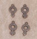 Berlock, symbol kvinna/man, antiksilver