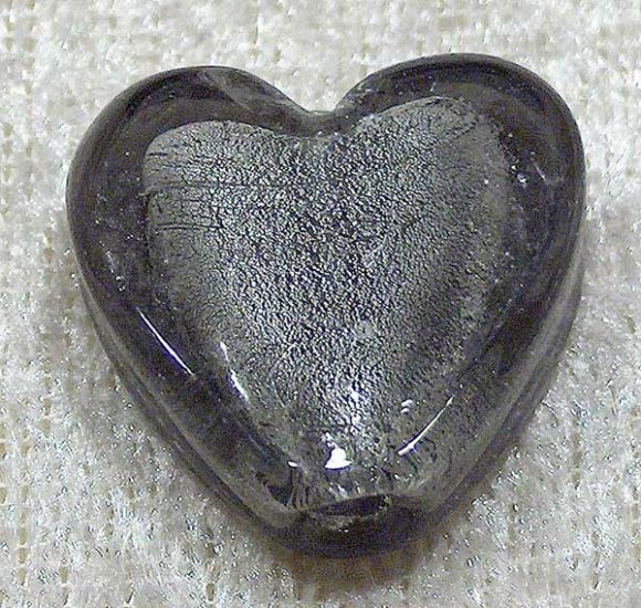 Silverfoil platt hjärta, Grå, 20 mm - Klicka på bilden för att stänga