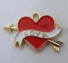 Berlock, hjärta/pil/LOVE, guld/emalj