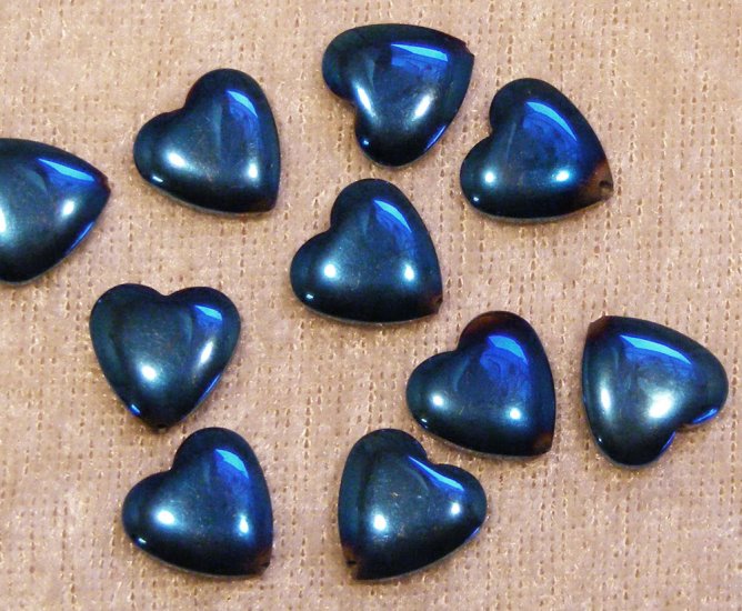 Hematithjärtan, blå, 12 mm - Klicka på bilden för att stänga