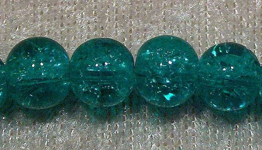 Krackelerad glaspärla, 8 mm, Mellangrön