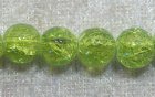 Krackelerad glaspärla, 10 mm, Äppelgrön