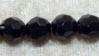 Facetterad rund kristallpärla, Svart, 8 mm