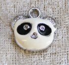 Berlock, panda, emalj, antiksilver