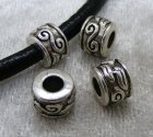 Mellandel, mönstrad cylinder, antiksilver, 4mm hål