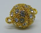 Magnetlås, boll med strass, guld