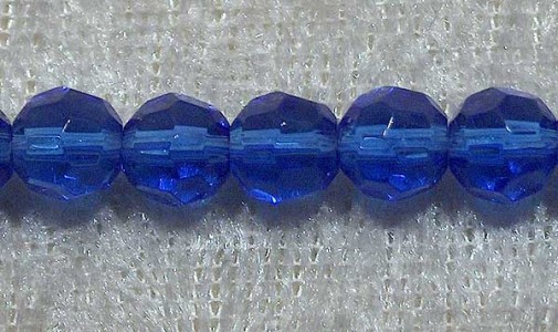 Facetterad rund kristallpärla, Blå, 6 mm