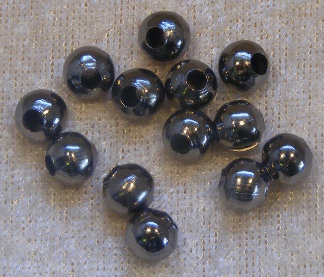 Metallpärla, svart, 5 mm - Klicka på bilden för att stänga