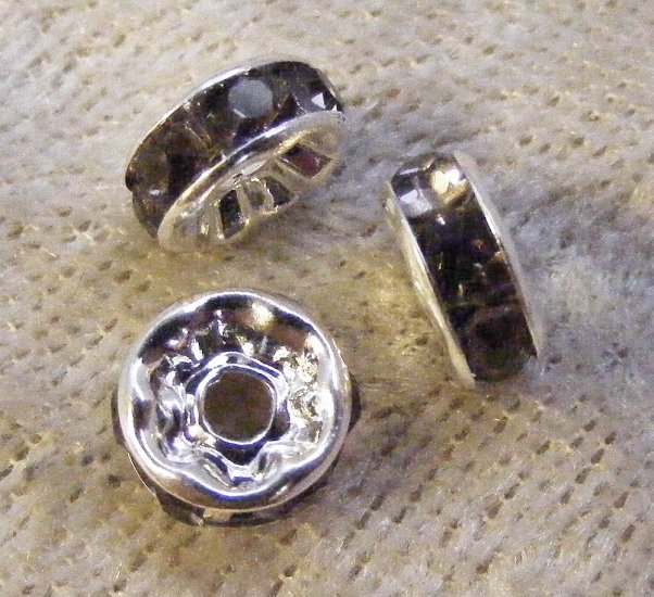 Strassmellandel, rondell, silverfärgad, rökgrå, 8 mm - Klicka på bilden för att stänga