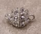 Magnetlås, rund, silverfärgad med strass Magnetlås, rund, silverfärgad med strass