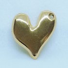 Berlock/hänge, asymmetriskt hjärta, rostfritt stål/18k guld