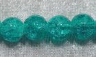 Krackelerad glaspärla, 4 mm, Ljusgrön