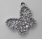 Fjärilsberlock, platinafärgad, transparent strass