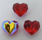 Glashjärta, facetterad, elektropläterad röd