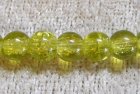 Krackelerad glaspärla, 6 mm, gulgrön