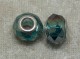 Fac. transp. tealfärgad/AB glasrondell m stort silverfärgat hål Fac. transp. tealfärgad/AB glasrondell m stort silverfärgat hål