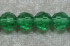 Facetterad rund kristallpärla, Grön, 8 mm