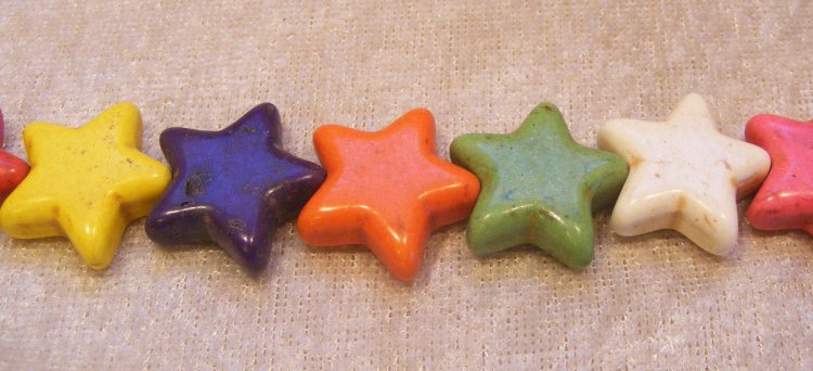 Turkoser, stjärnor, färgmix, ca 20 mm - Klicka på bilden för att stänga