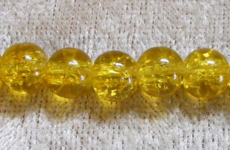 Krackelerad glaspärla, 8 mm, gul