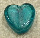 Silverfoil platt hjärta, Mörk turkos, 20 mm