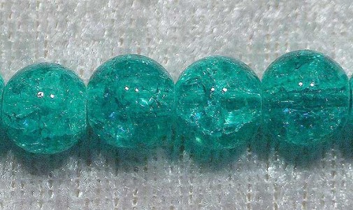 Krackelerad glaspärla, 6 mm, Grön