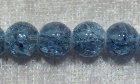 Krackelerad glaspärla, 8 mm, Gråblå