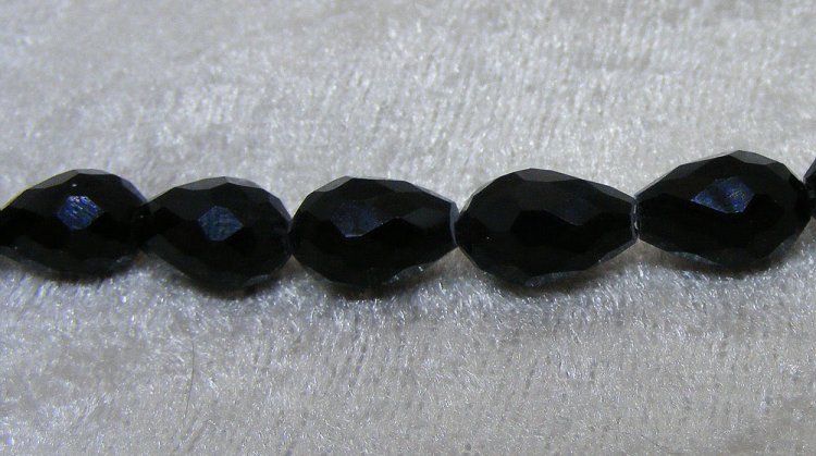 Facetterad droppe, svart, ca 12x7,5 mm - Klicka på bilden för att stänga