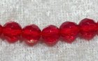 Facetterad rund kristallpärla, Röd, 4 mm