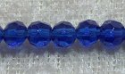 Facetterad rund kristallpärla, Koboltblå, 4 mm