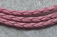 Flätad läderrem, rosa